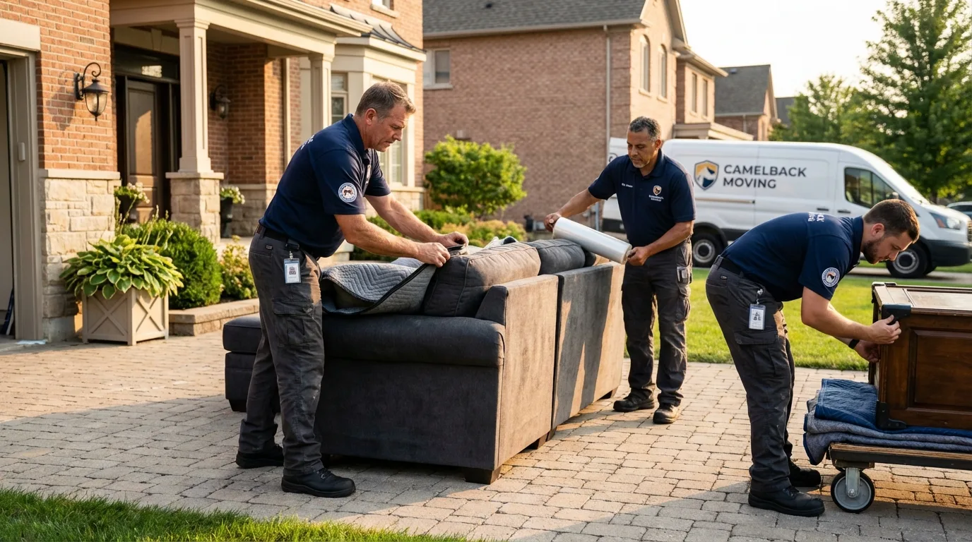 Large estate moving crew wrapping furniture in Apache Junction, AZ